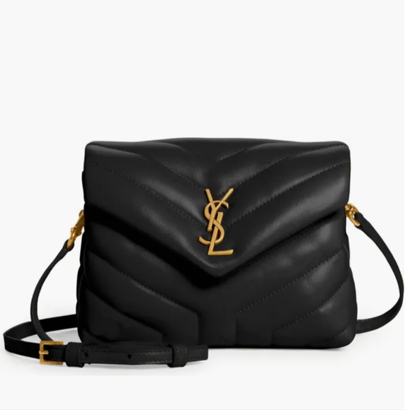 Authentic YSL Saint Laurent LOULOU TOY STRAP BAG MATELASSÉ "Y" LEATHER in Black! - Picture 4 of 17